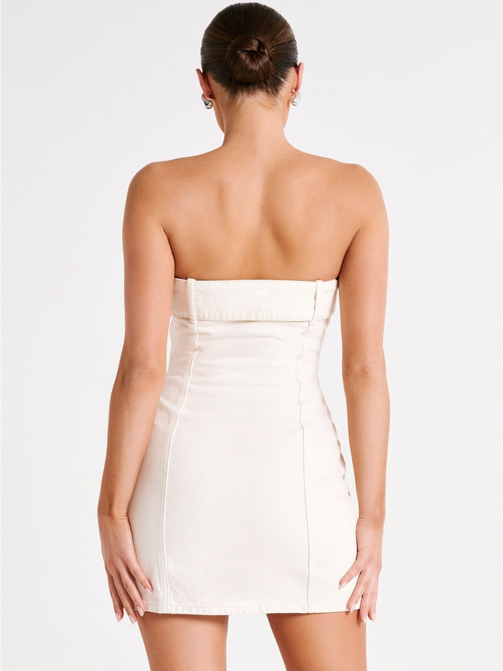 MESHKI Teddi White/Ivory Strapless Denim Mini Dress XXL 🤍 - Picture 2 of 11